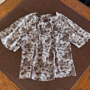 Elegant Brown Floral Women's Top